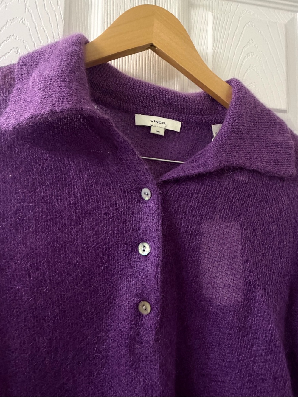 VINCE. Cozy Lightweight Purple Collared Sweater NWT - Picture 5 of 6